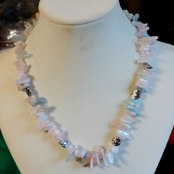 Hand Crafted Jewelry - 🩷Hand Crafted Beryl Multi-Color Pastel Stone Necklace(Morganite, Aquamarine🩷